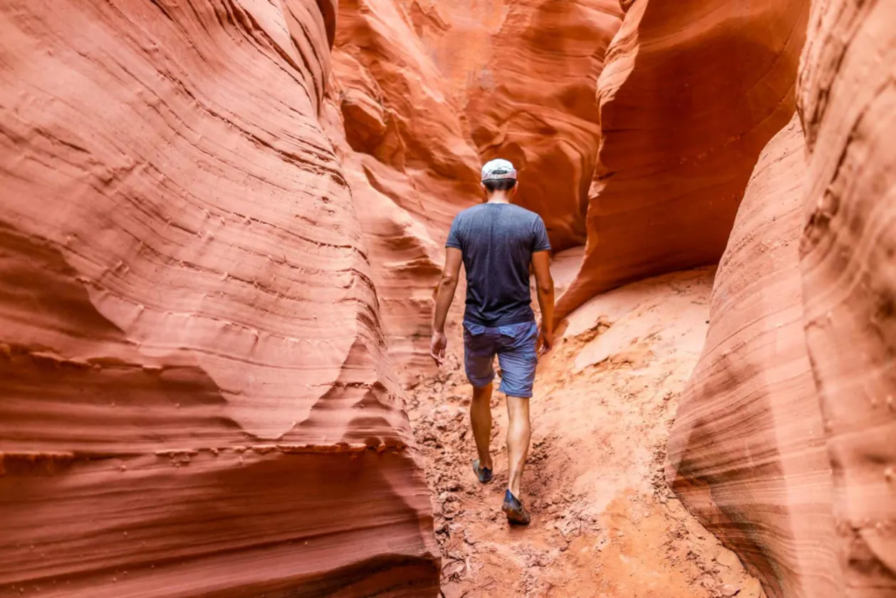 Gen Z male hiker in Antelope Canyon Arizona